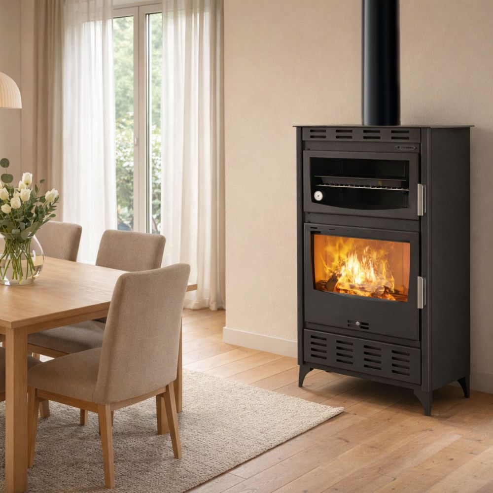 Wood stove with blower and oven Balkan Energy ATS 90-50 ΜΑSΙΝΑ AERO, 20.12kW | Wood Burning Stoves With Oven | Wood Burning Stoves |