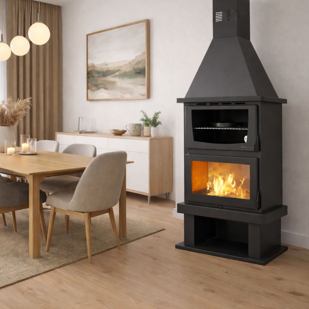 Wood burning stove with oven Balkan Energy FS AERO 90-50, 20.12kW |  |  |