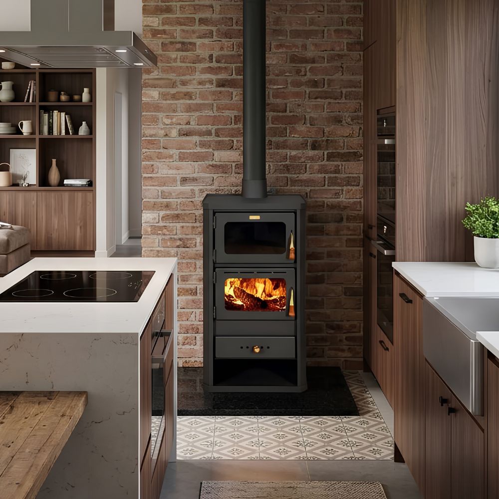 Wood burning stove with oven Prity FM 12,1kW, Log | Wood Burning Stoves | Stoves |