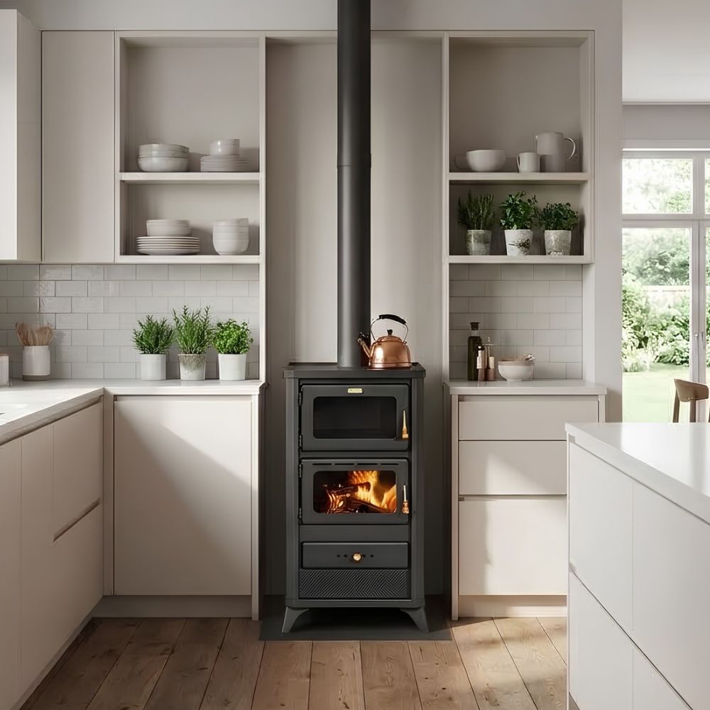 Wood burning stove with oven Prity FM E 12,1kW, Log | Wood Burning Stoves | Stoves |