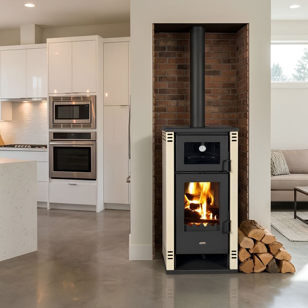 Wood burning stove with oven Prity K2 GT F Ivory, 8.1 kW | Wood Burning Stoves | Stoves |