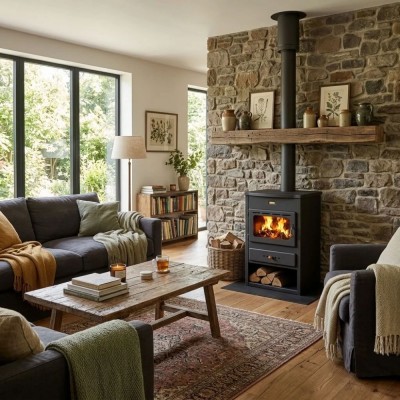 Wood Burning Stove with Back Boiler and Cast Iron Hob Prity K1 CP W8, 7 kW - Product Comparison