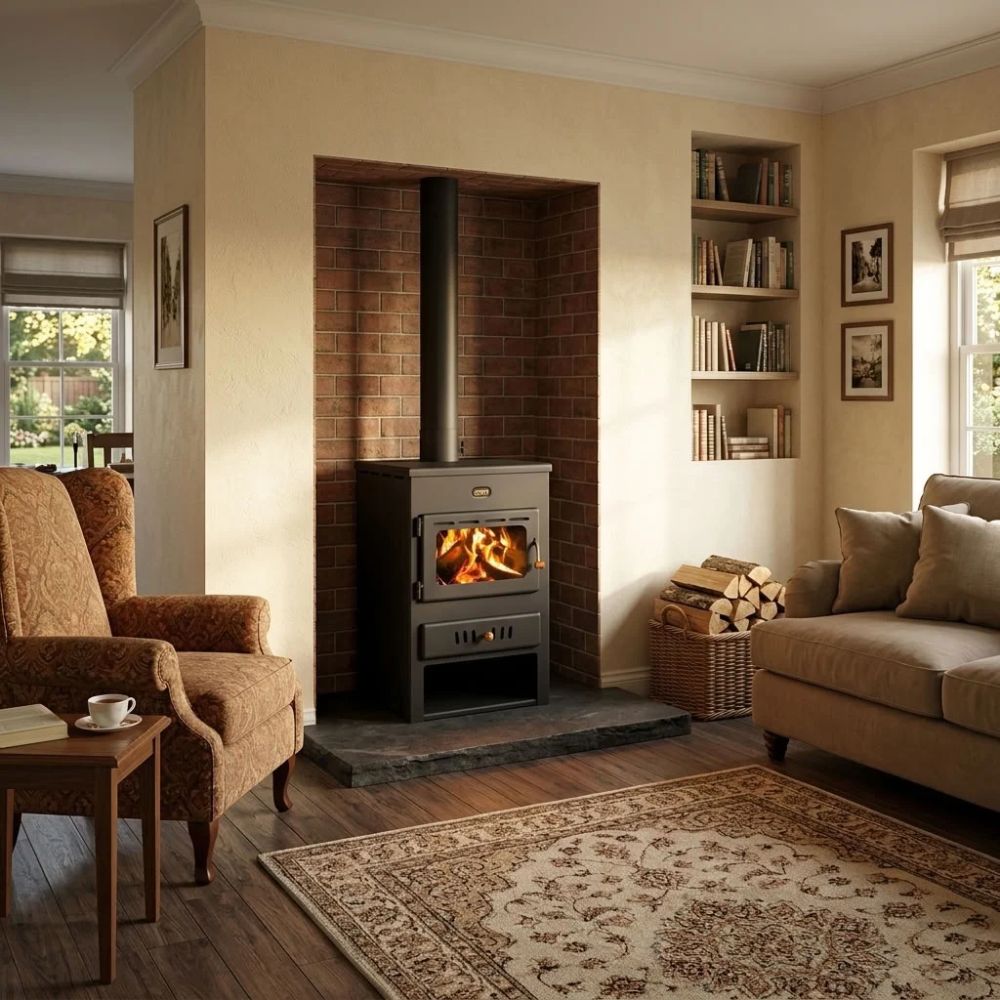 Wood burning stove with back boiler Prity K1 W8, 7kW | Wood Stoves With Back Boiler | Wood Burning Stoves |