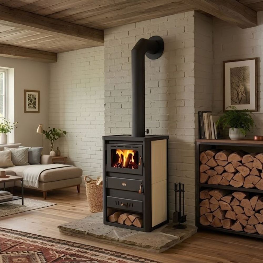 Wood burning stove with back boiler Prity S2 W10, 7.1kW | Wood Stoves With Back Boiler | Wood Burning Stoves |