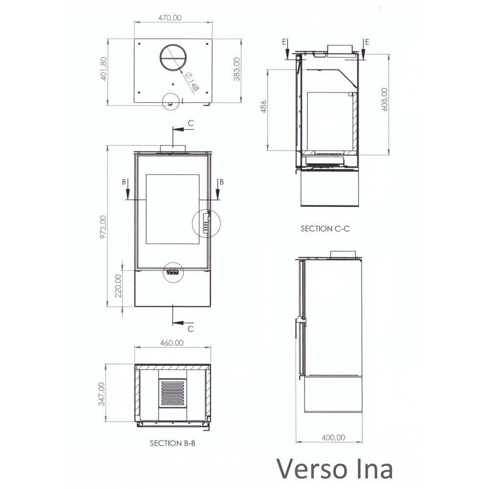 Wood burning stove Verso Ina, 7.5kW | Wood Burning Stoves | Stoves |