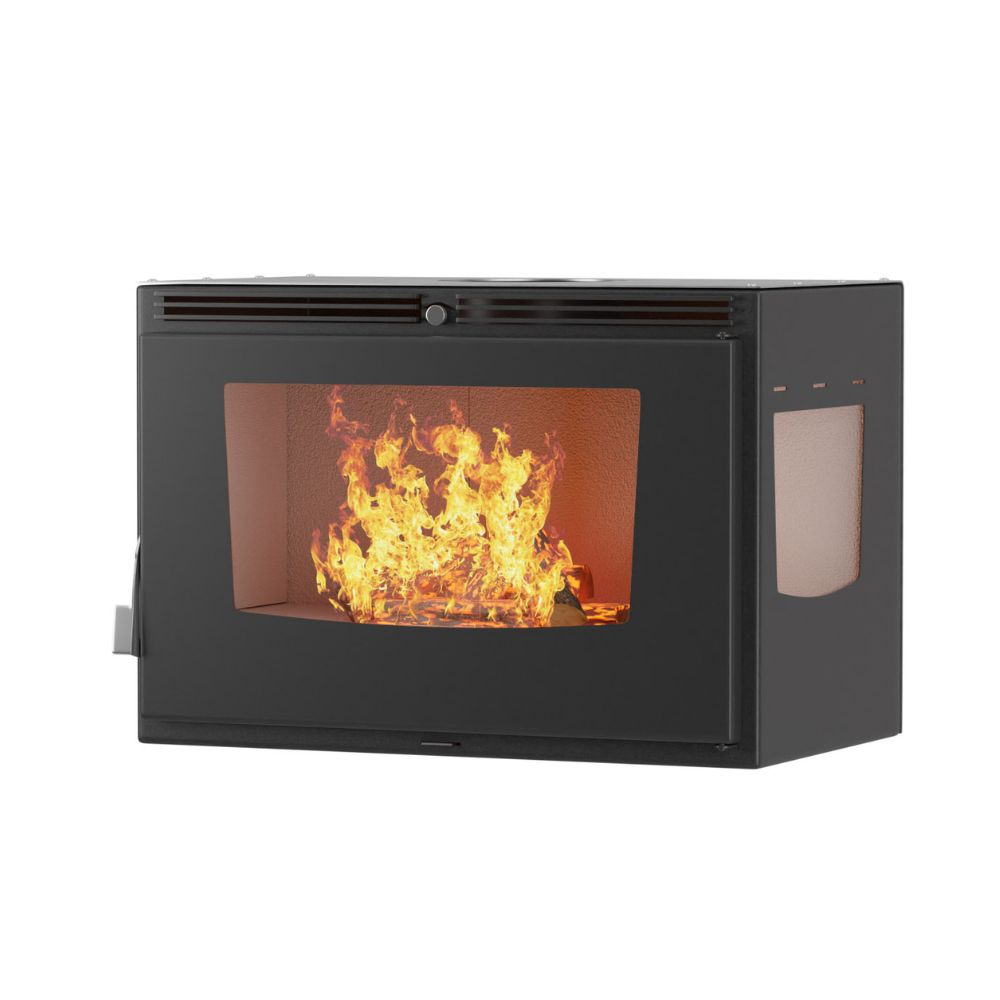 Wood Burning Fireplace Balkan Energy ATS INSERT CORNER AIR 700, with fan and air ducts, right, 11.84kW | Wood Burning Fireplace Inserts | Wood Burning Fireplaces |