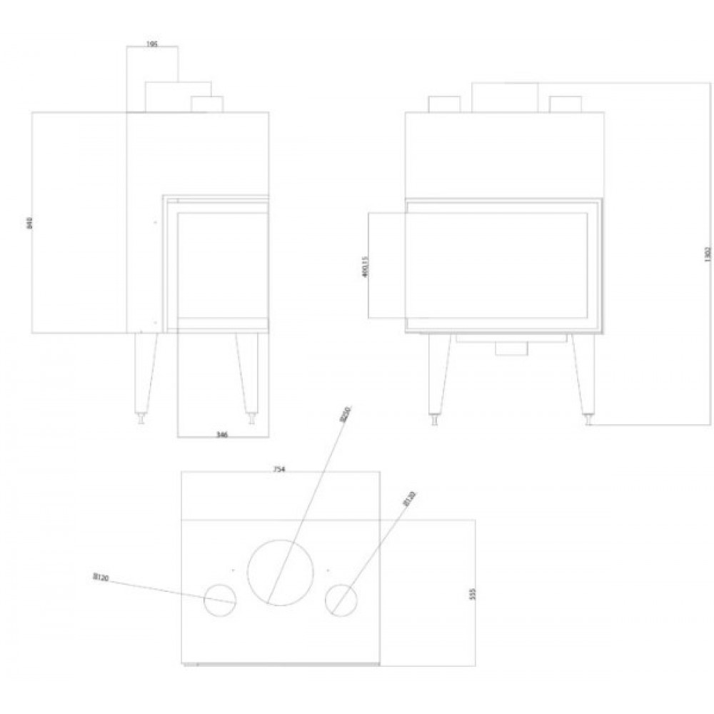 Wood Burning Fireplace Balkan Energy ATS STABLE AIR CORNER 700, with air ducts, left, 14.01kW | Wood Burning Fireplace Inserts | Wood Burning Fireplaces |