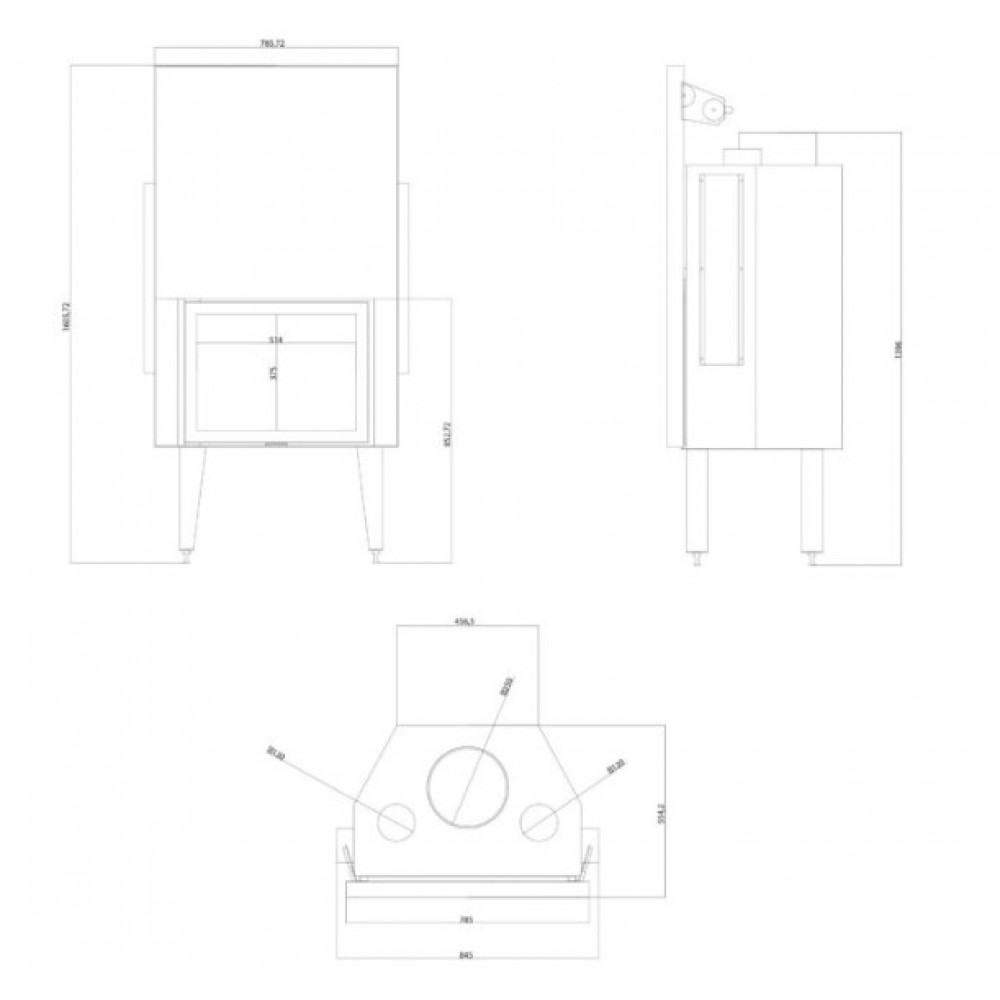 Wood Burning Fireplace Balkan Energy ATS STRAIGHT AIR 700, with air ducts, 14.89kW | Wood Burning Fireplace Inserts | Wood Burning Fireplaces |