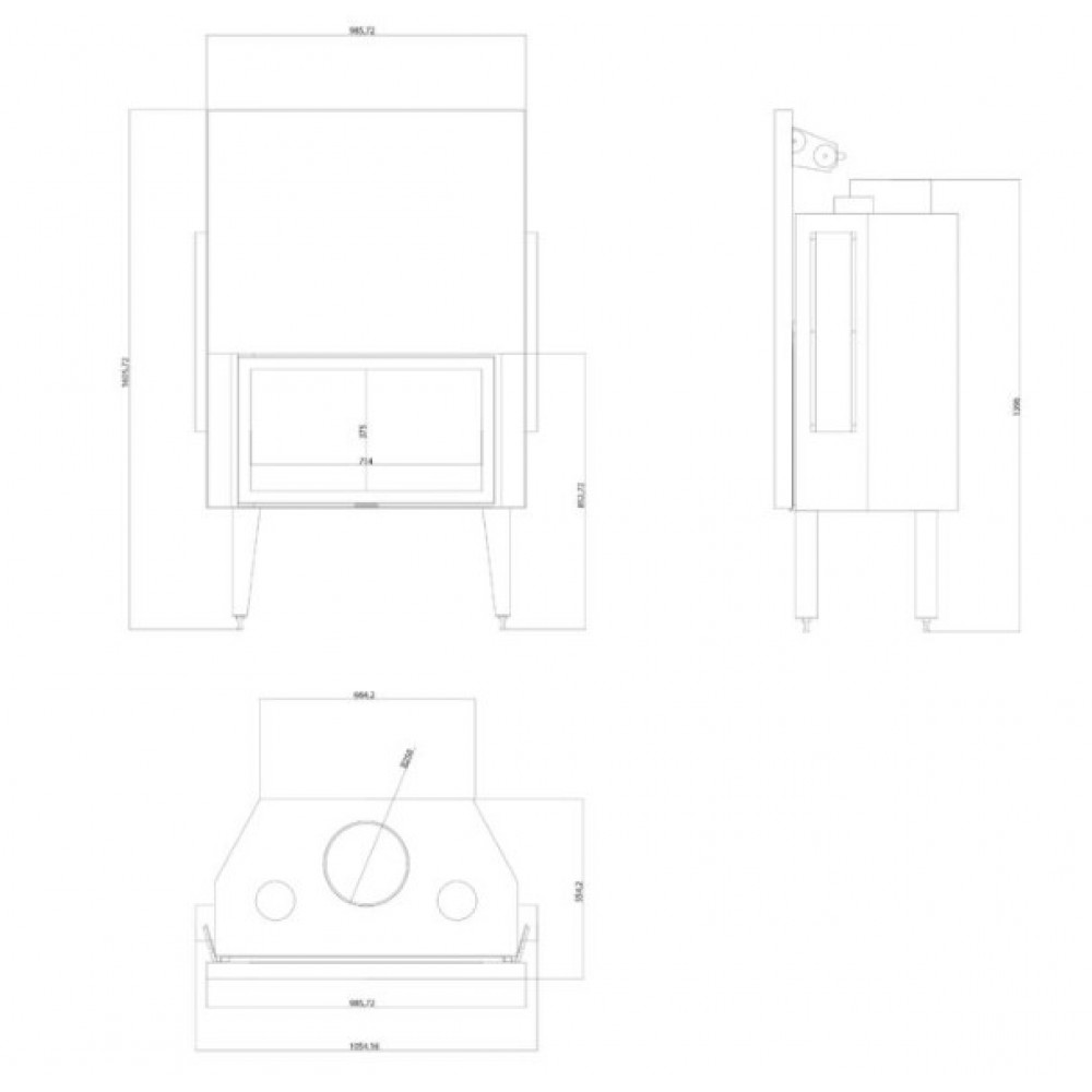 Wood Burning Fireplace Balkan Energy ATS STRAIGHT AIR 900, with air ducts, 19.95kW | Wood Burning Fireplace Inserts | Wood Burning Fireplaces |