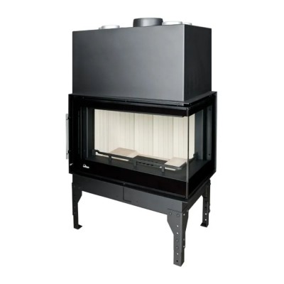 Wood Burning Fireplace UNIFLAM 760 EVO PBS with air ducts and air supply, bent glass, right side, 10kW - Wood Burning Fireplaces