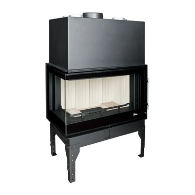 Wood Burning Fireplace UNIFLAM 860 EVO PBS with air ducts and air supply, bent glass, left side, 15kW - Wood Burning Fireplaces