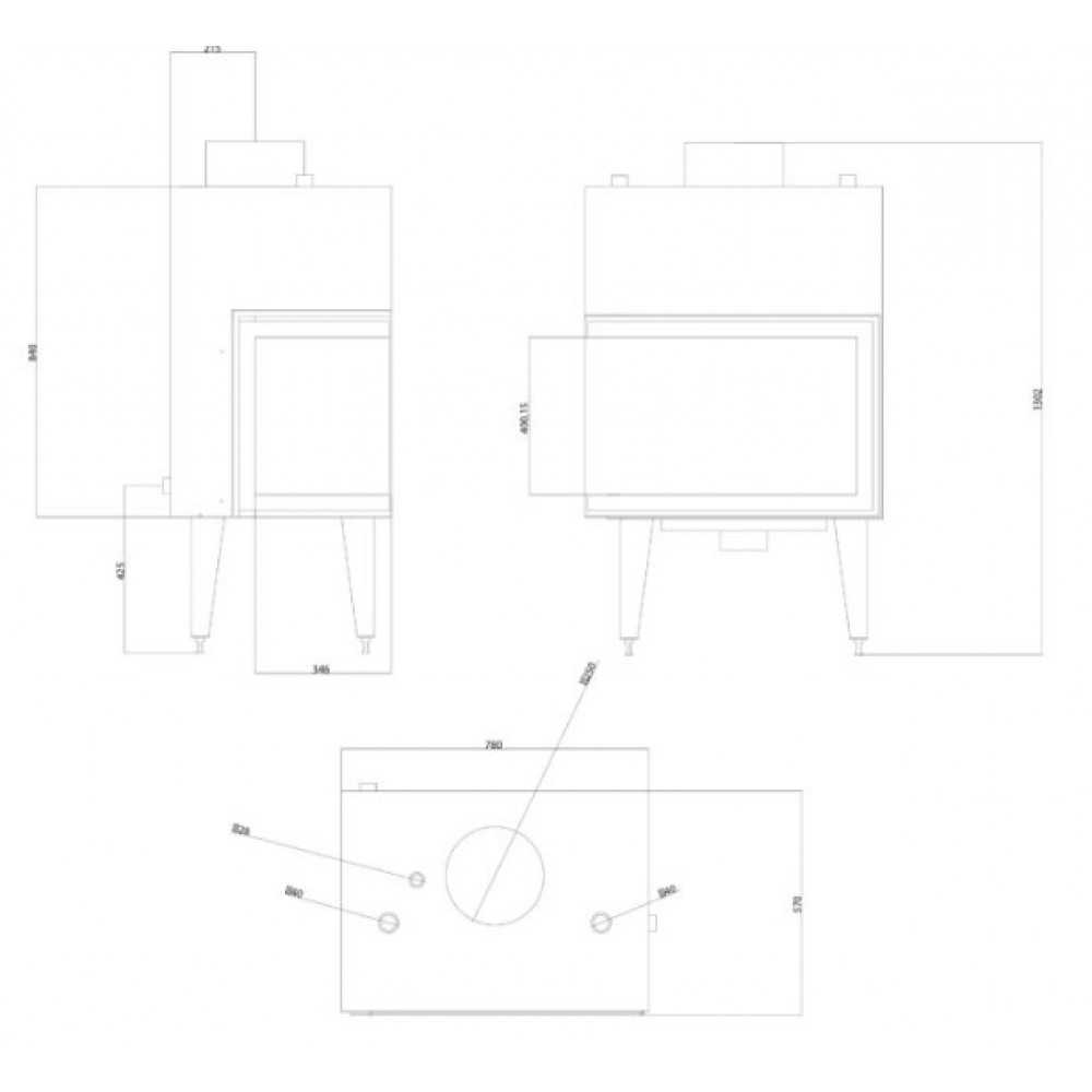 Wood Burning Fireplace with Back Boiler Balkan Energy ATS STABLE HYDRO CORNER 700, right, 19.56kW | Back Boiler Fireplaces | Wood Burning Fireplaces |