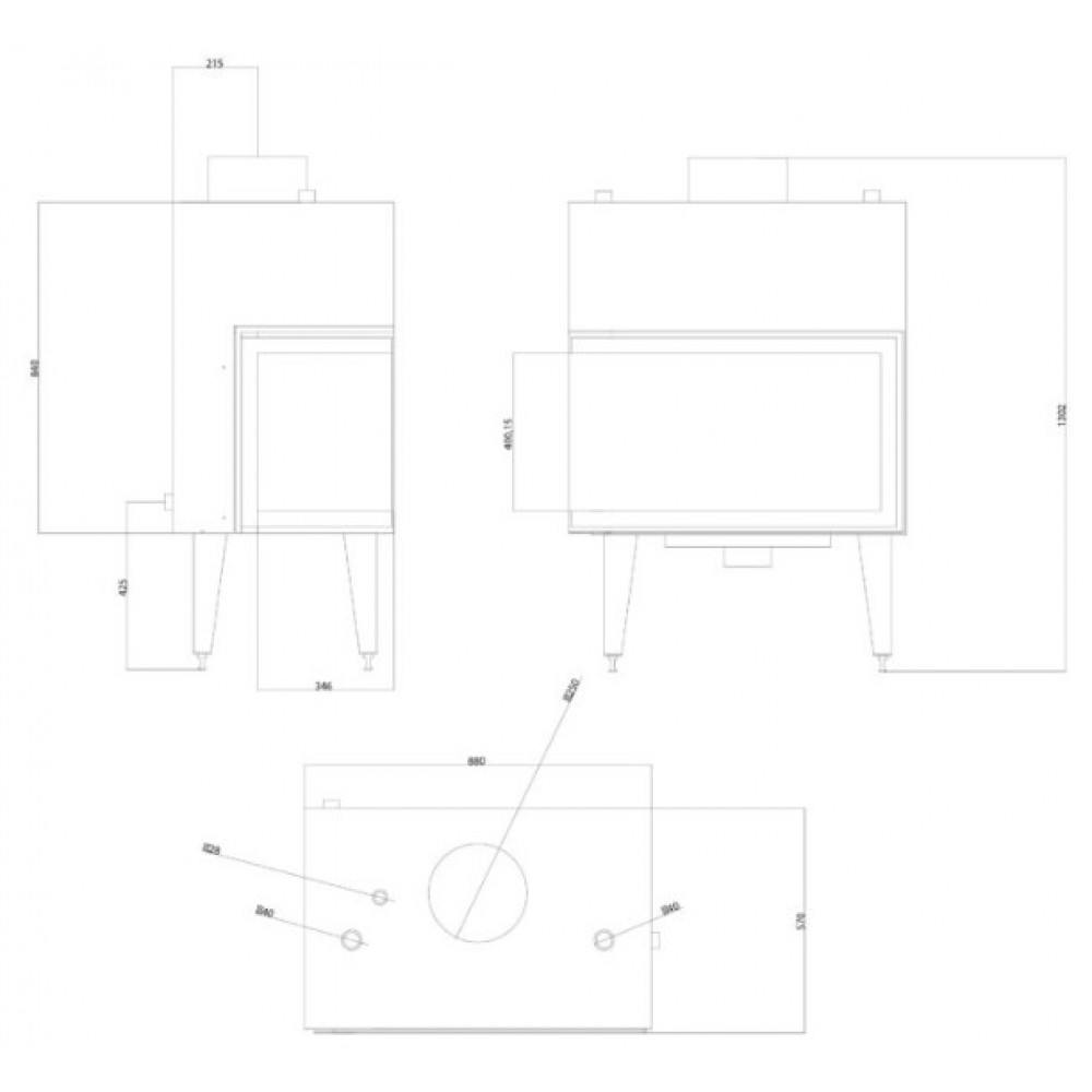 Wood Burning Fireplace with Back Boiler Balkan Energy ATS STABLE HYDRO CORNER 800, right, 24.58kW | Back Boiler Fireplaces | Wood Burning Fireplaces |