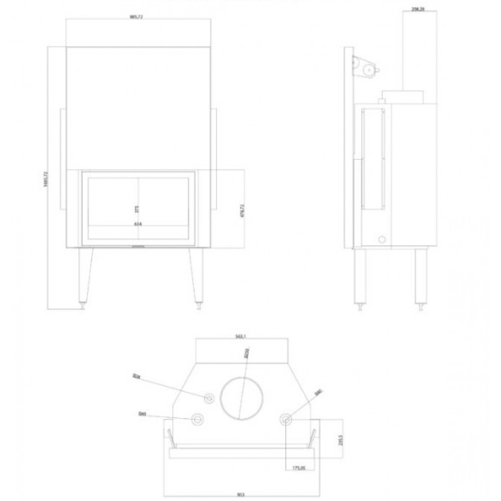 Wood Burning Fireplace with Back Boiler Balkan Energy ATS STRAIGHT HYDRO 800, 29.58kW | Back Boiler Fireplaces | Wood Burning Fireplaces |