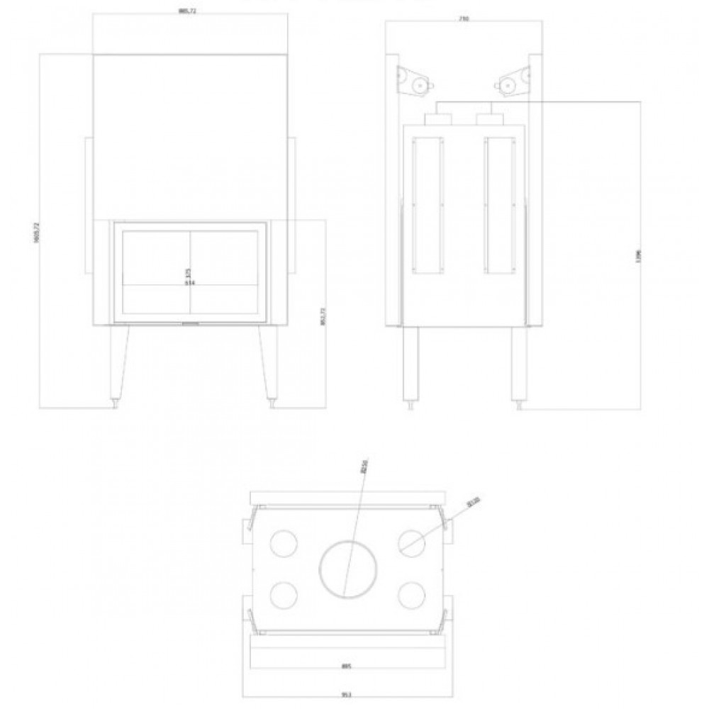Wood Burning Fireplace Balkan Energy ATS TUNNEL AIR 800, with air ducts, 16.1kW | Wood Burning Fireplace Inserts | Wood Burning Fireplaces |