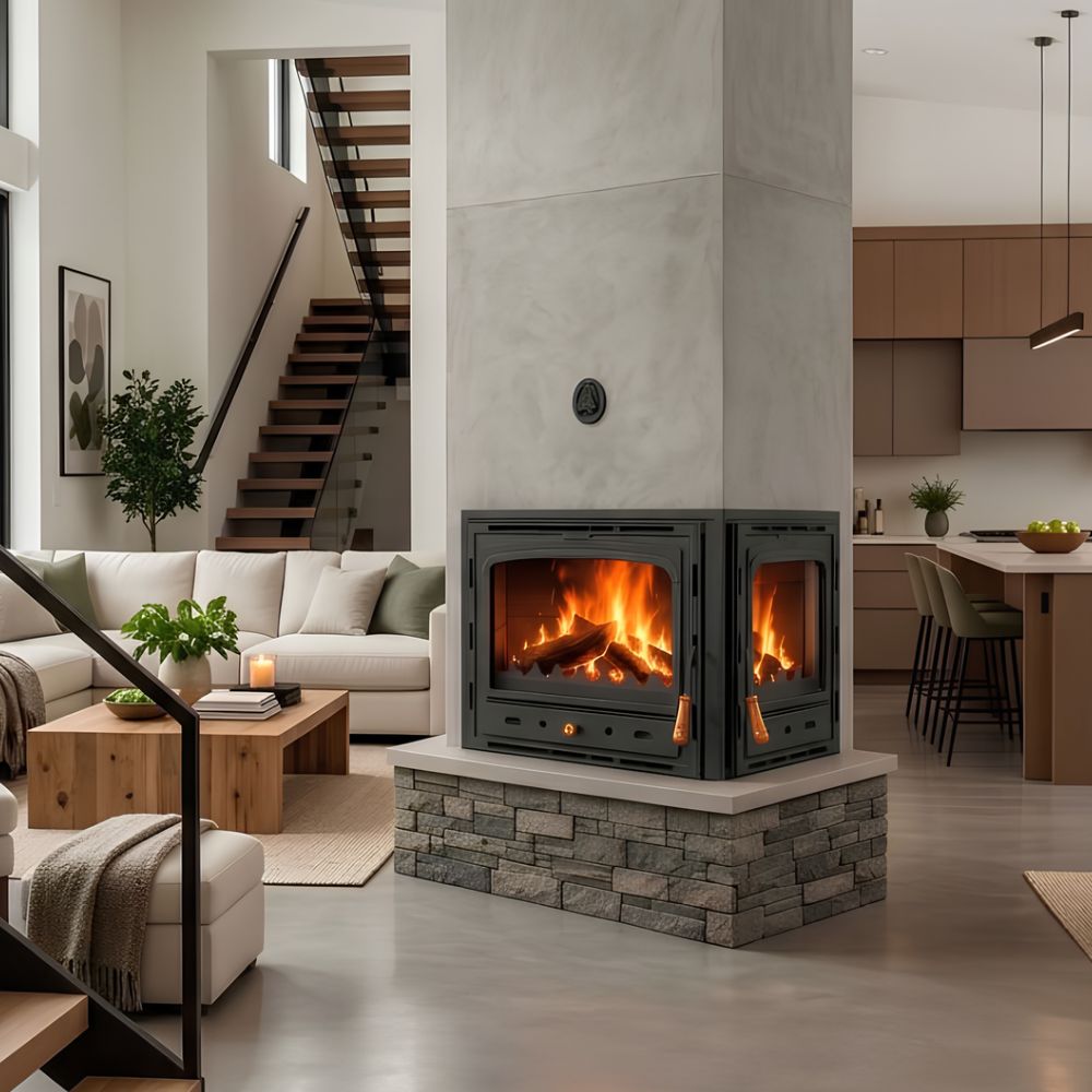 Wood Burning Fireplace with Back Boiler Prity 2C W28, 28.2kw | Back Boiler Fireplaces | Wood Burning Fireplaces |