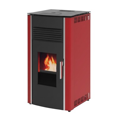 Direct vent pellet stove Alfa Plam Luca R Red, 8kW - Alfa-Plam