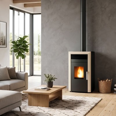 Pellet stove with back boiler Alfa Plam Commo 15 Ivory, 15kW - Pellet Stoves With Back Boiler