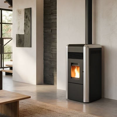 Pellet stove with back boiler Alfa Plam Dino Silver, 27kW - Pellet Stoves With Back Boiler