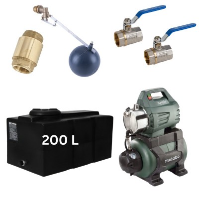 Kit „Drinking water 200L“ with water tank Loft Mavil (black) and hydrophore pump Metabo - Drinking water storage tanks / Potable water tanks