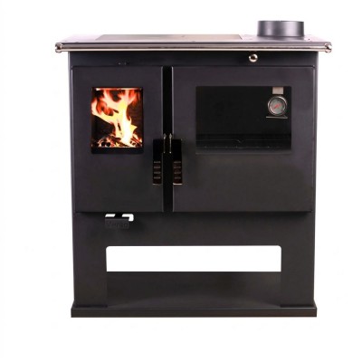 Wood cooker stove Verso CS Plus with stainless steel oven and ceramic hob, Black, Right, 7.7kW - Verso