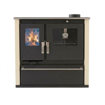 Wood cooker stove Verso CS Plus with stainless steel oven and steel hob, Ivory, Right, 7.7kW - Verso