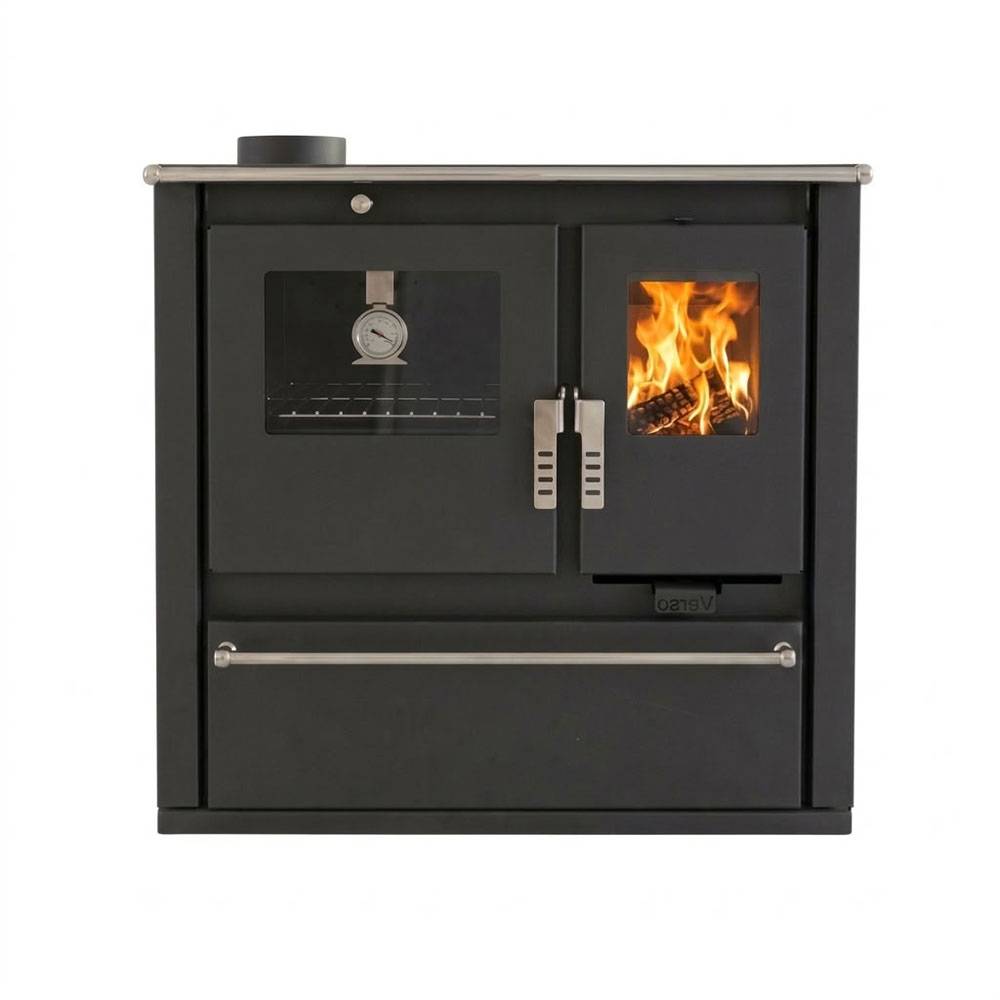 Wood cooker stove Verso CS Plus with stainless steel oven and ceramic top, Ivory, Right, 7.7kW | Wood Burning Stoves With Oven | Wood Burning Stoves |
