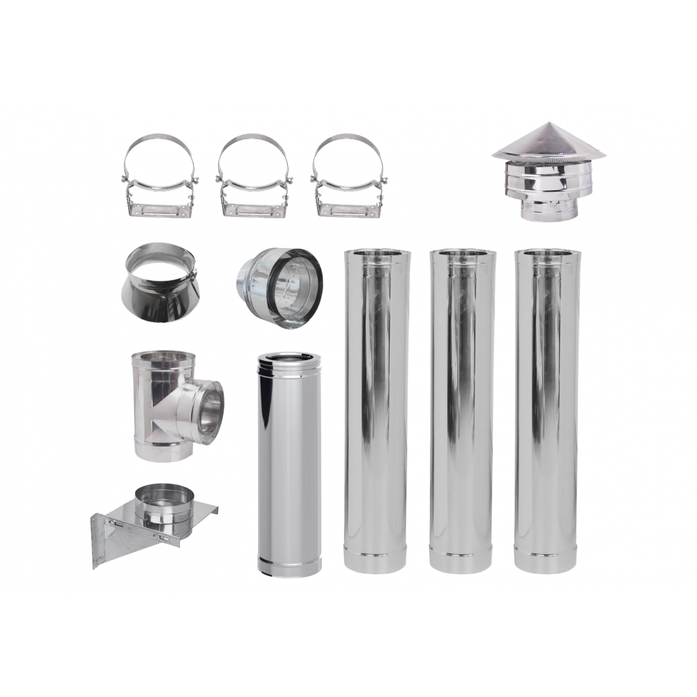 Chimney kit for pellet stove, Stainless steel, Insulated, Ф80 (inner diameter),  4.7m