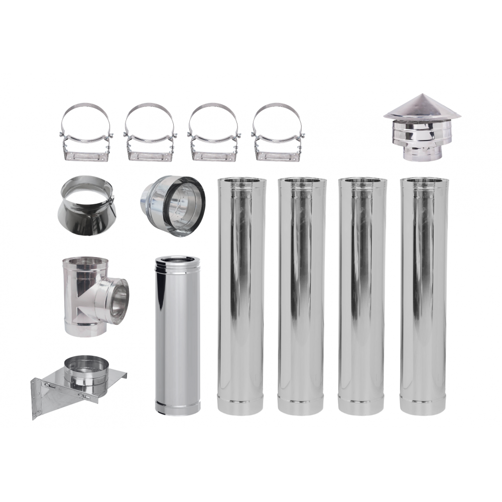 Chimney kit for pellet stove, Stainless steel, Insulated, Ф80 (inner diameter), 5.7m