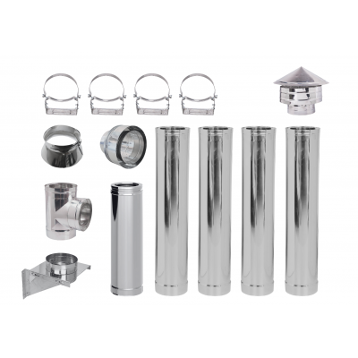 Chimney kit for pellet stove, Stainless steel, Insulated, Ф100 (inner diameter), 5.7m - Product Comparison