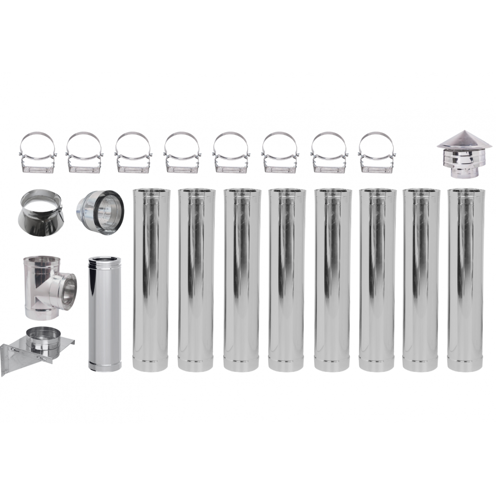 Chimney kit for pellet stove, Stainless steel, Insulated, Ф80 (inner diameter), 9.7m | Flue Kits | Chimney |