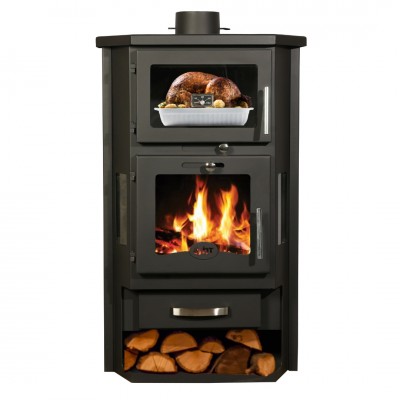 Wood burning stove with back boiler and oven Horvat Feniks RNE 26 kW - Multi Fuel Stoves With Back Boiler