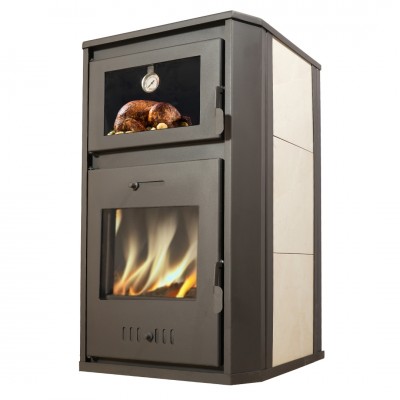 Wood burning stove with back boiler and oven Balkan Energy Rosana Ceramic, 15.26kW - 25.5kW - Wood