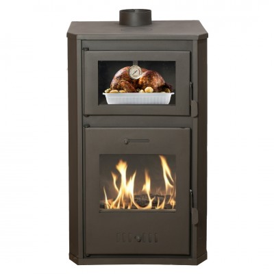 Wood burning stove with back boiler and oven Balkan Energy Rosana Ceramic, 15.26kW - 25.5kW - Multi Fuel Stoves With Back Boiler