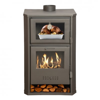 Wood burning stove with back boiler and oven Balkan Energy Suzana Ceramic, 11.6kW - 17.5kW - Multi Fuel Stoves With Back Boiler