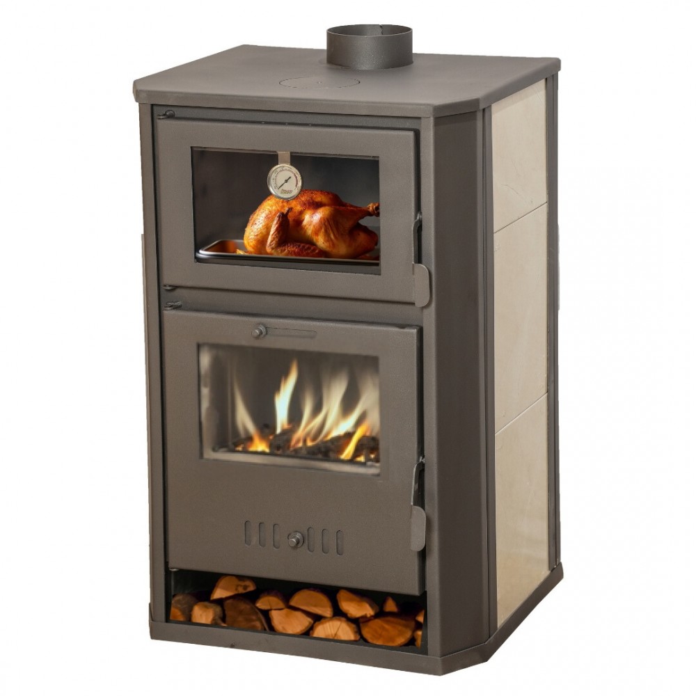 Wood burning stove with back boiler and oven Balkan Energy Suzana Ceramic, 11.6kW - 13.43kW | Multi Fuel Stoves With Back Boiler | Stoves |