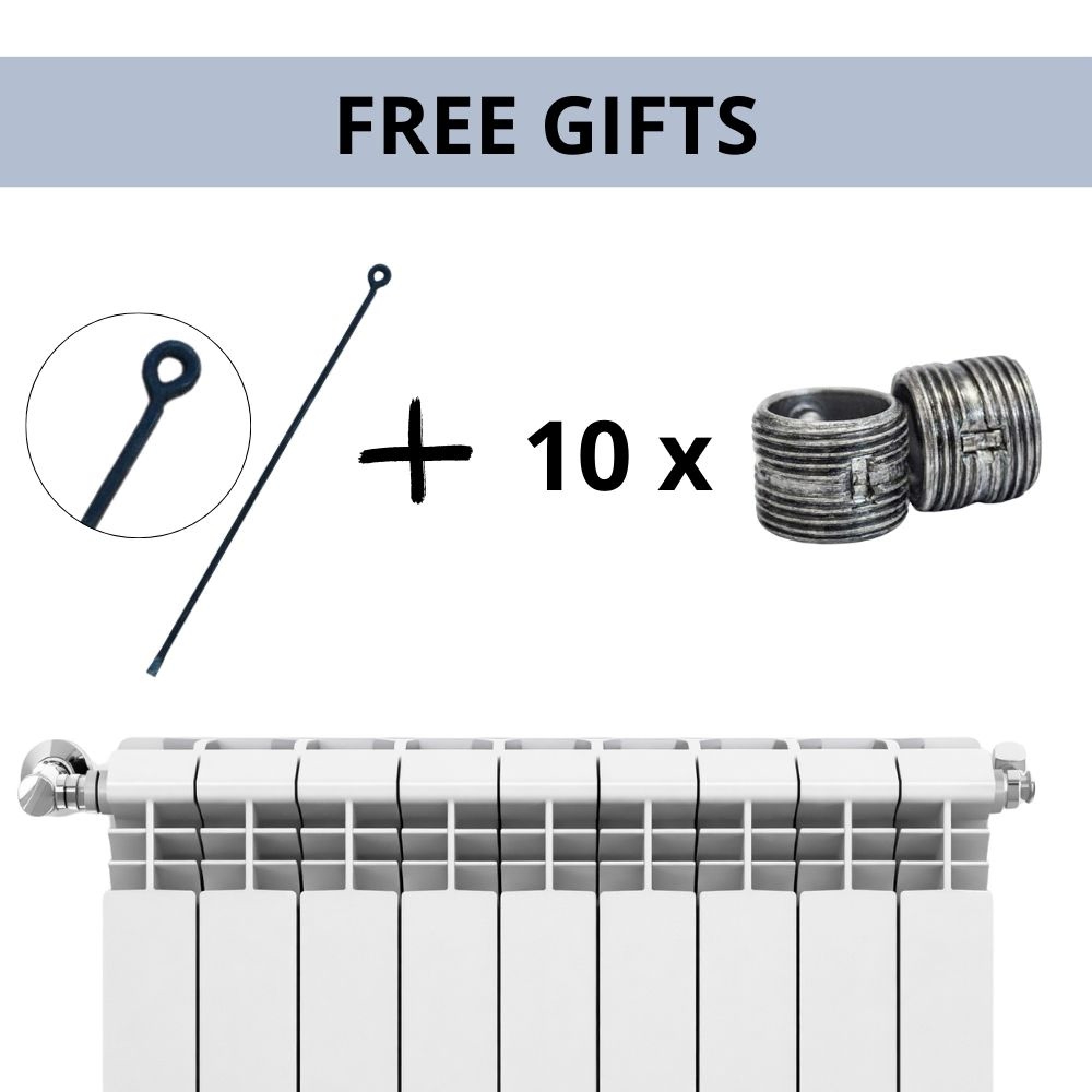 Helio Radiator Complete Set of Aluminium Radiators Helyos Evo H600, 9 pcs x 10 ...