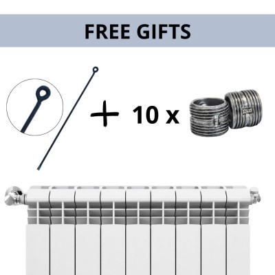 Complete Set of Aluminium Radiators Helyos Evo H700, 10 pcs x 10 sections - Radiators