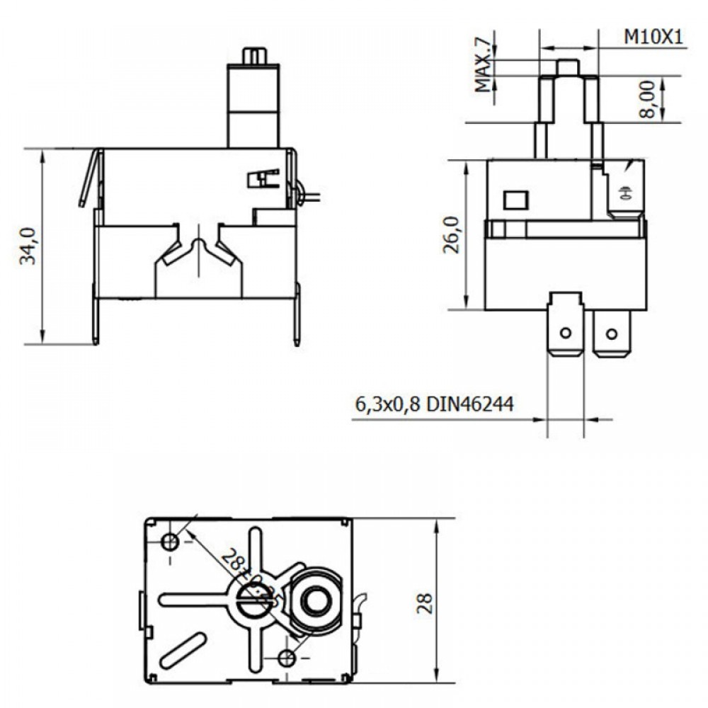 Capillary thermostat with manual adjustment from 90 ÷ 110 °C for pellet stoves | Sensors for Pellet Stoves | Pellet Stove Parts |