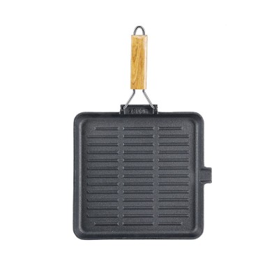 Cast iron grill pan with foldable wooden handle, 24x24 cm - Product Comparison