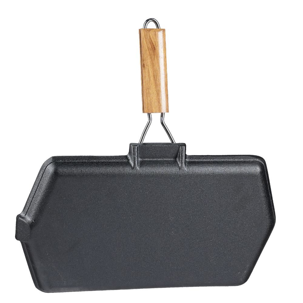 Cast iron grill pan with foldable wooden handle, 35x21 cm | Cast iron plate |  |