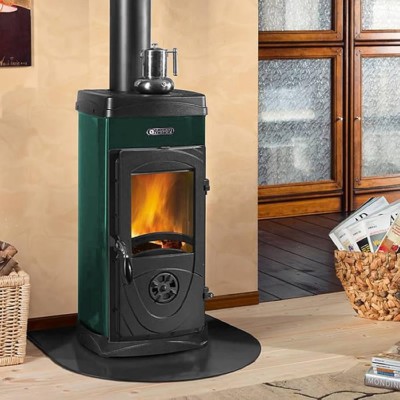 Italian cast iron wood burning stove La Nordica Super Junior green, 5.0kW - Italian wood burning stoves and fireplaces