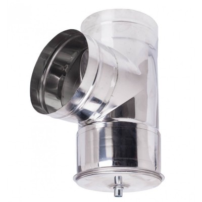 Chimney tee with cap 90°, Stainless steel AISI 304, Ф80-Ф350 - Chimney tee