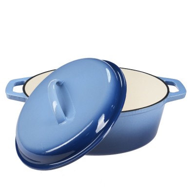 Enameled cast iron pot, Blue, oval, 33x27см - Cast iron pot