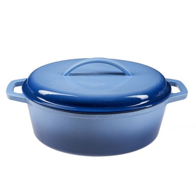 Enameled cast iron pot, Blue, oval, 33x27см - Cast iron pot