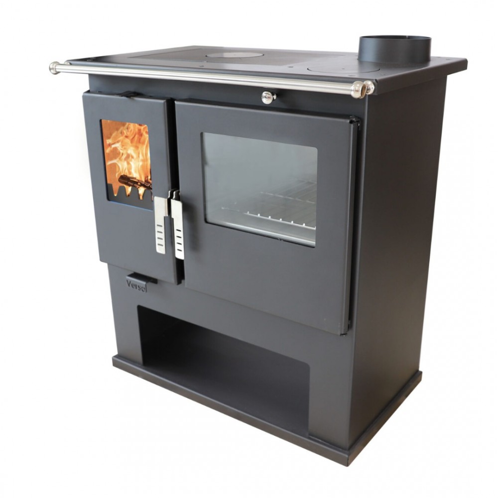 Wood burning cooker Verso CS Inox Right with stainless steel oven, 8kW | Cookers | Wood |