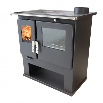 Wood burning cooker Verso CS Inox Right with stainless steel oven, 8kW - Wood Cooker Stoves