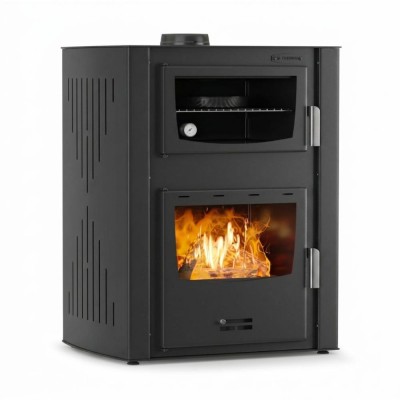 Wood burning stove with back boiler and oven Velmora Fire ATS HYDRO ΜΑSΙΝΑ 90-30 black, 35kW - Product Comparison