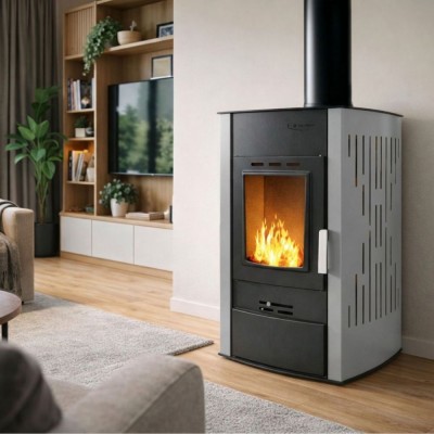 Wood burning stove with back boiler Velmora Fire ATS HYDRO grey, 25kW - Product Comparison