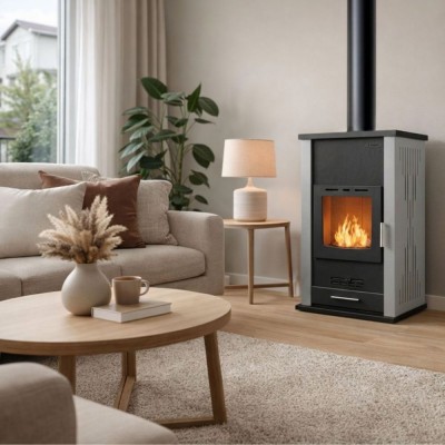 Wood burning stove with back boiler Velmora Fire ATS HYDRO grey, 33kW - Product Comparison